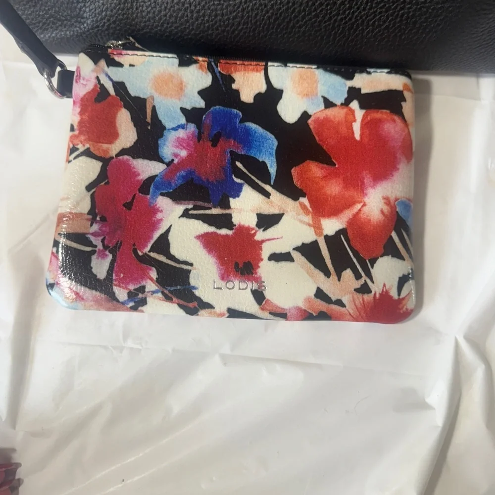 Lodis Black Leather Large Tote Bag w/small Lodis flower bag - Picture 11 of 15